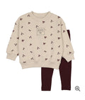 Analogie Bow Print Bow Sweatshirt Set