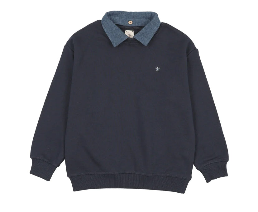 Analogie Navy Sweet Campaign Removable Collar Sweatshirt