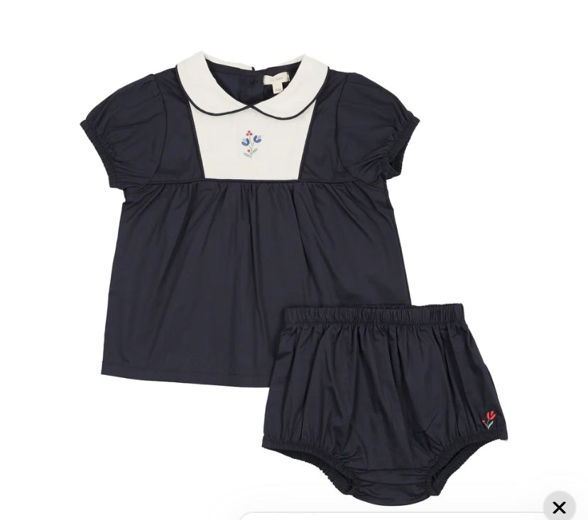 Lil Legs Bib Toddler Set - Navy