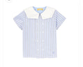 le Bourdon blue  double striped Sailor Collar Blouse