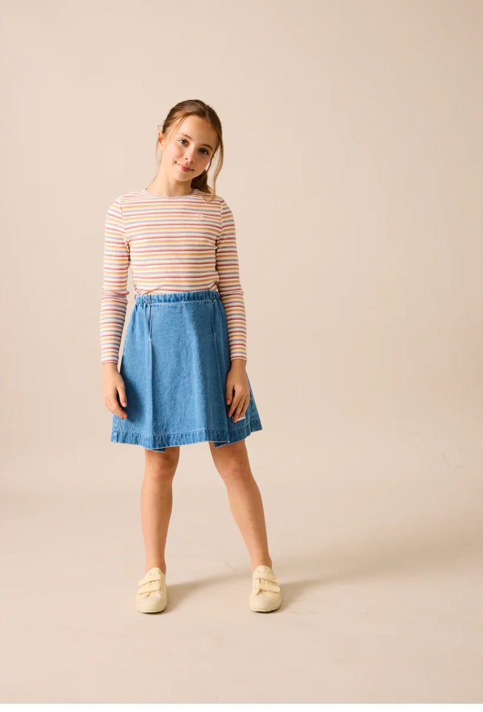 Analogie Denim City Overlay Skirt - Mid Blue Wash