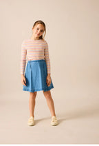 Analogie Denim City Overlay Skirt - Mid Blue Wash