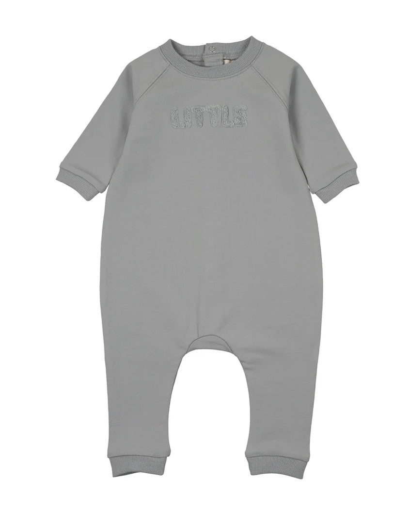 Mema Knits Blue Sherpa Wordart Jumpsuit