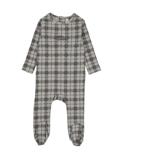 Lilette Pale Blue Tartan Print Footie