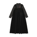 Little Legs Black Mockneck Cherry Maxi