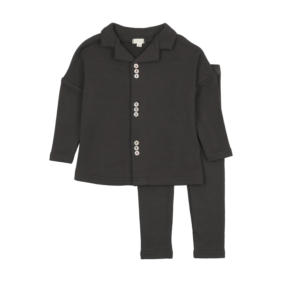 Little Legs Black Button Front Lounge Set