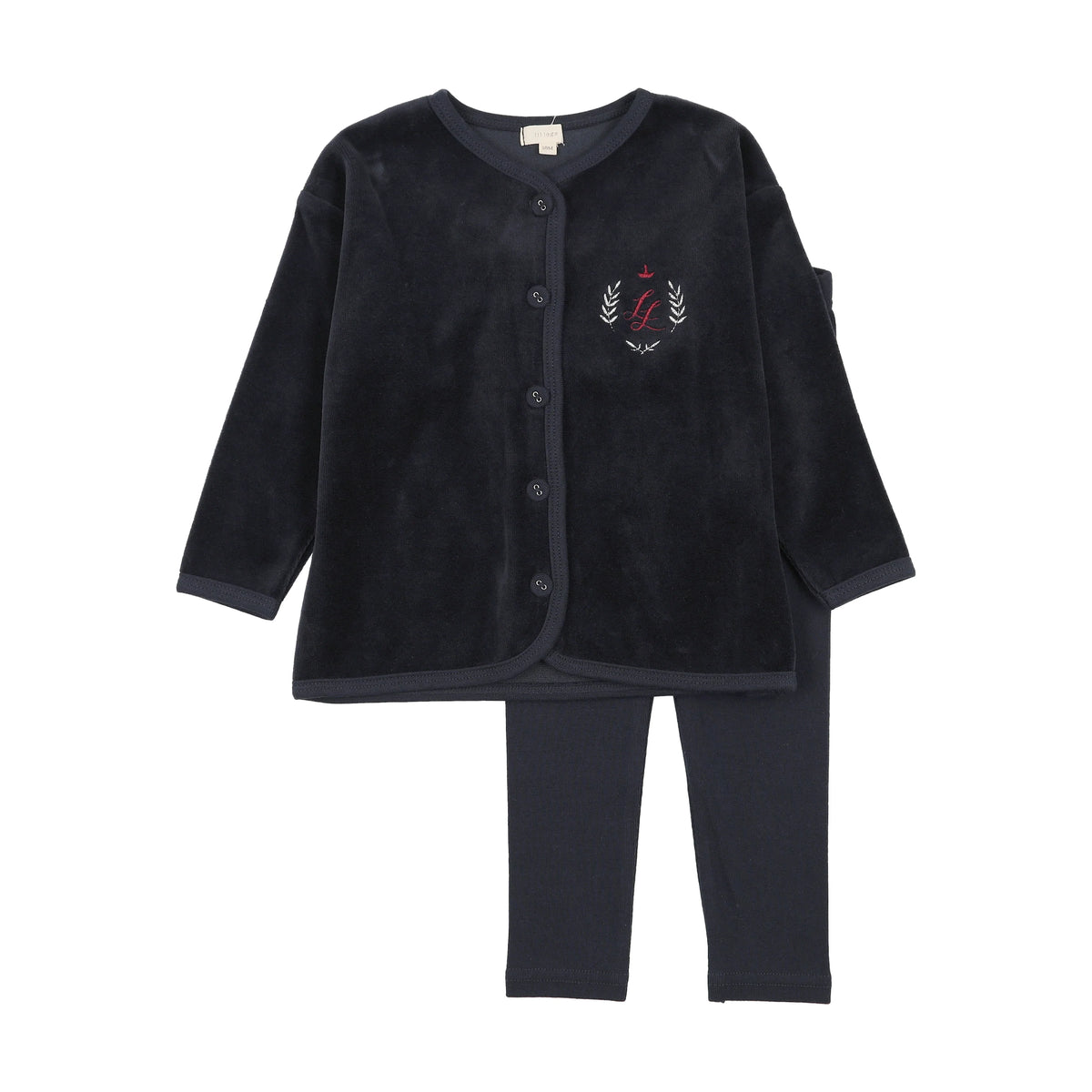 Little Legs Velour Crest Lounge Set