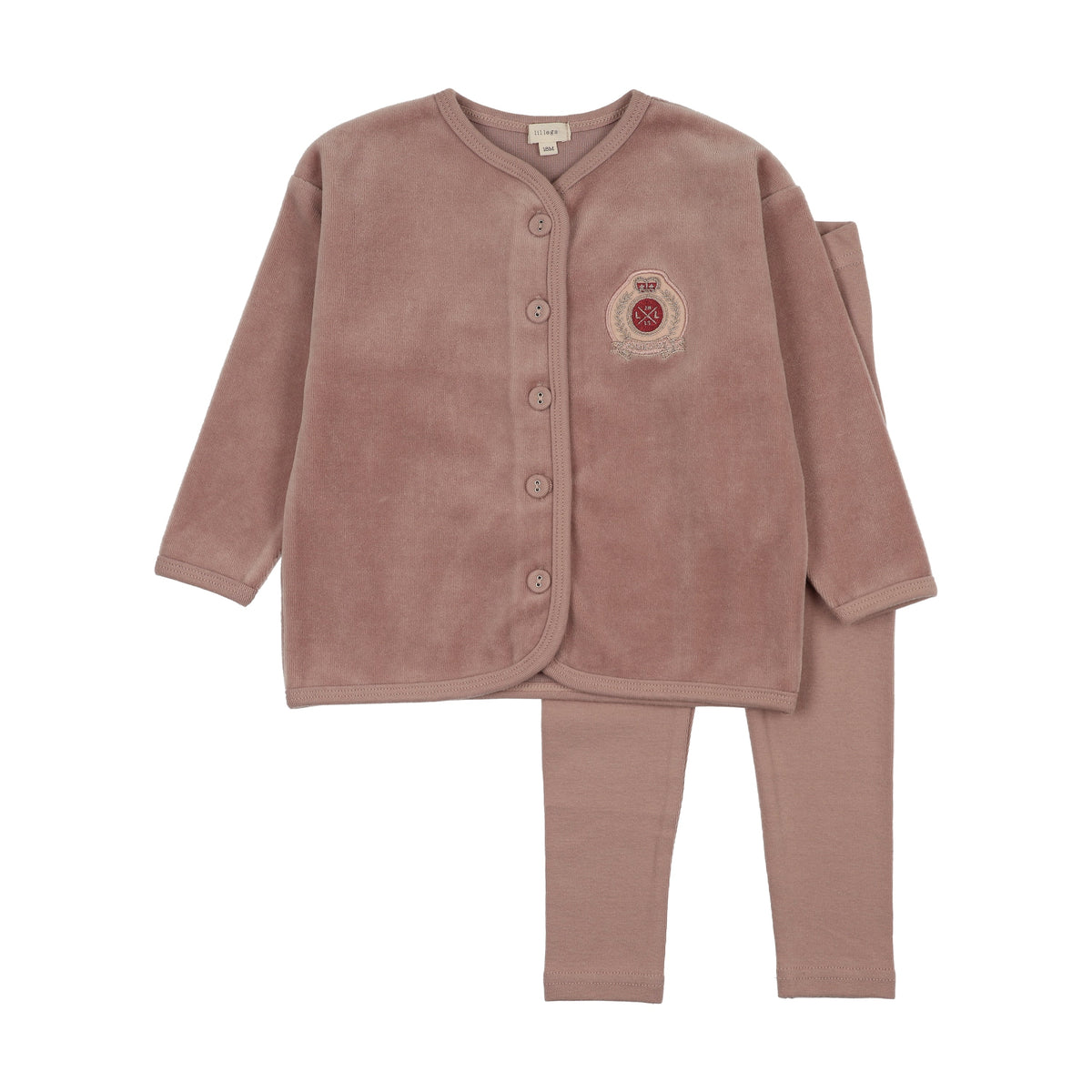 Little Legs Velour Crest Lounge Set