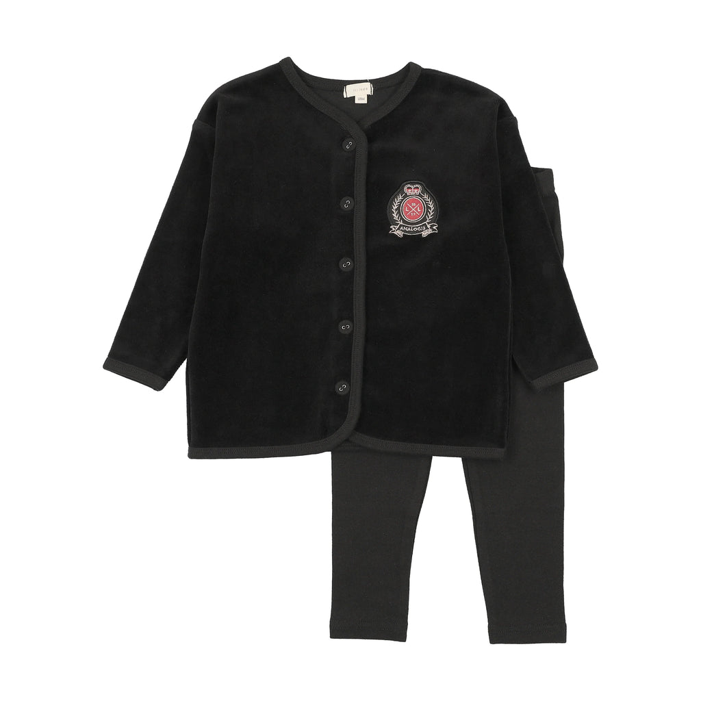 Little Legs Velour Crest Lounge Set