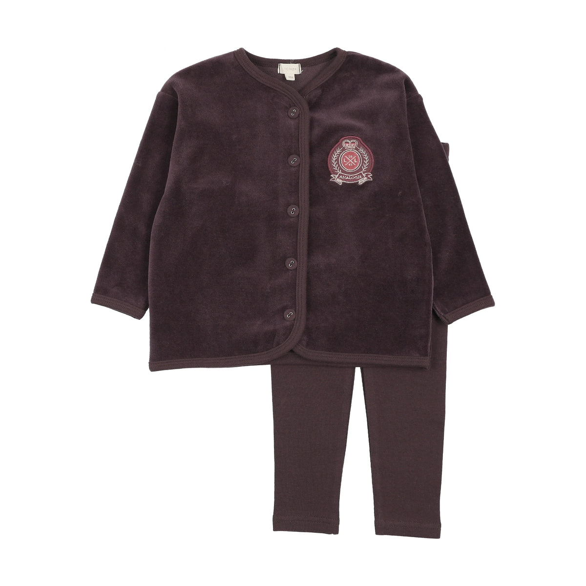 Little Legs Velour Crest Lounge Set