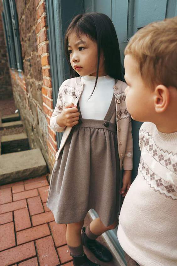 Looms Taupe Fair Isle Collection Kids Jumper